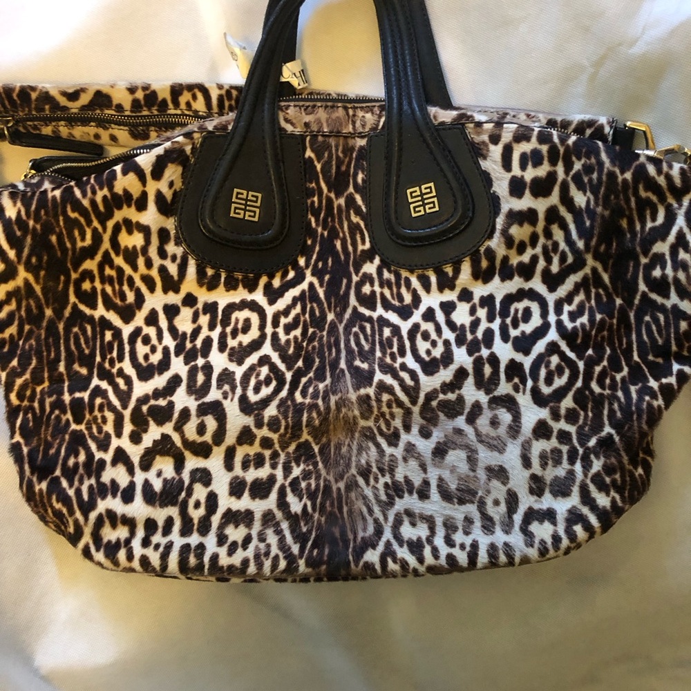 Givenchy Leopard Print Animal Print Ponyhair Calf hair Nightingale Bag Used Rare